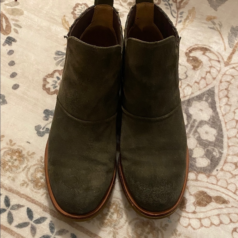 Sofft Dark Olive Suede Ankle Boots